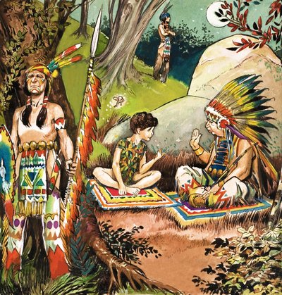 Peter Pan parle avec le chef, illustration de "Peter Pan" de J.M. Barrie (gouache sur papier) - Nadir Quinto