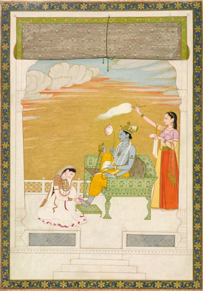 Lakshmi massant le pied de Vishnu, vers 1765-1770 - Nainsukh Manju