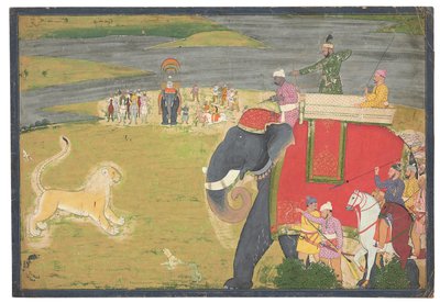 Raja Balwant Dev Singh à la chasse au lion, vers 1750 - Nainsukh