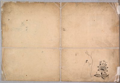 Deux éléphants se battant dans une cour devant Muhammad Shah, vers 1730-40 - Nainsukh