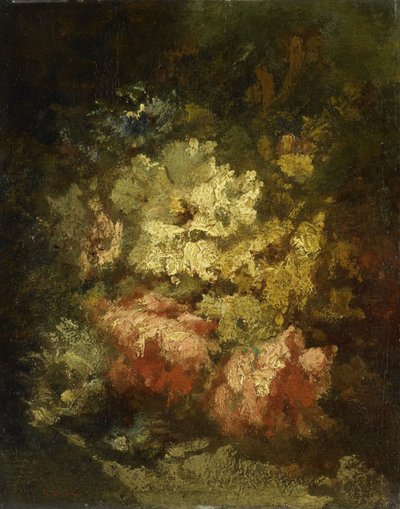 Nature morte avec roses blanches et rouges - Narcisse Virgile Diaz de la Peña