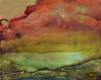 Horizon abstrait vert doré - Natalie Avondet