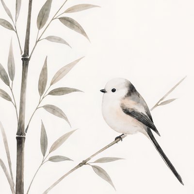 Oiseau gracieux sur un bambou - Natalie Bruns