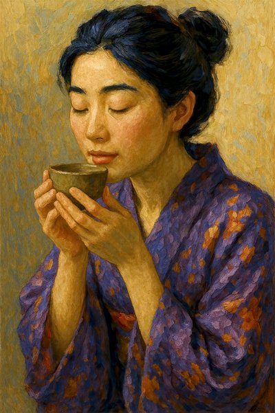 Une Japonaise dégustant un thé - Natalie Bruns