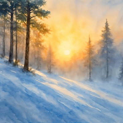 Lever de soleil hivernal brumeux - Natalie Bruns