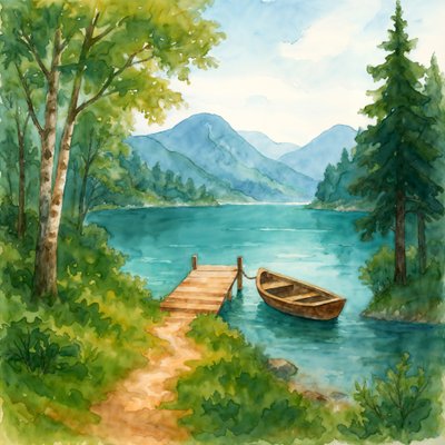 Lac de montagne paisible - Natalie Bruns