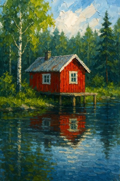 Reflet sur le lac Red Cabin - Natalie Bruns