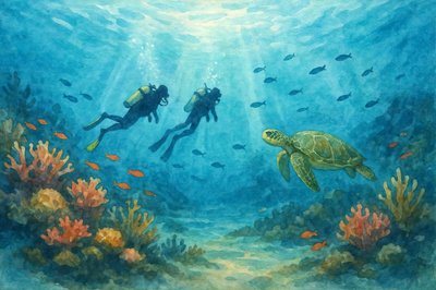 Plongeurs et tortues - Natalie Bruns