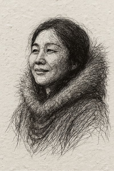 Une femme souriante en fourrure - Natalie Bruns