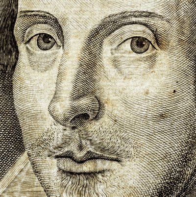 Détail du portrait de William Shakespeare sur la page de titre des Comédies, histoires, & t... - Nathan Benn