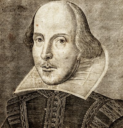 Portrait de William Shakespeare sur la page de titre de Comédies, histoires et tragédies - Nathan Benn