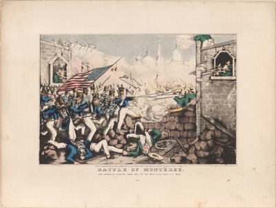 Bataille de Monterey / Les Américains forçant leur chemin vers la place principale, 23 septembre 1846 - Nathaniel Currier
