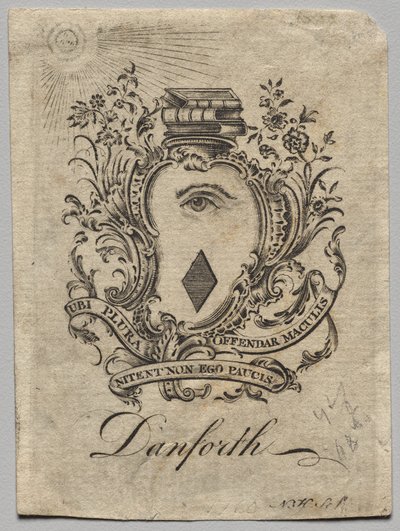Ex-libris : Armoiries avec inscription de Danforth - Nathaniel Hurd