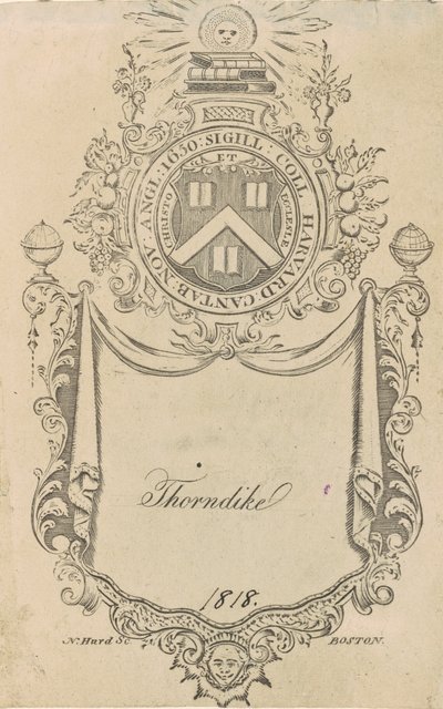 Ex-libris du Harvard College avec le sceau Christo et Ecclesiæ - Nathaniel Hurd
