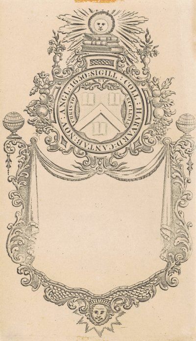 Ex-libris du Harvard College avec le sceau Christo et Ecclesiæ - Nathaniel Hurd