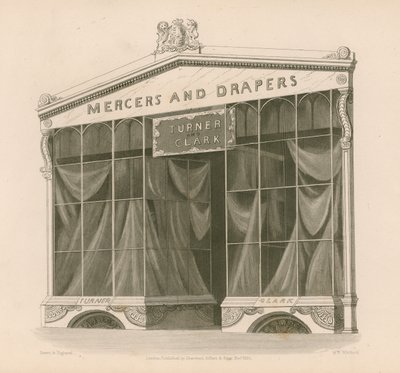 Devanture de magasin pour Messieurs Turner et Clark, Mercers et Drapers, Coventry Street, Londres - Nathaniel Whittock