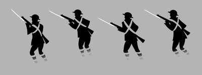Soldats de la Première Guerre mondiale avec baïonnettes - sortant des tranchées - Neale Osborne