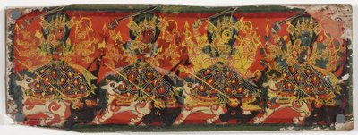 Une des deux couvertures de manuscrit représentant Devi comme les Huit Mères - Nepalese School