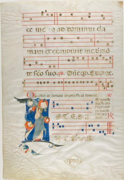 Saint nimbé dans une initiale historiée "I" d