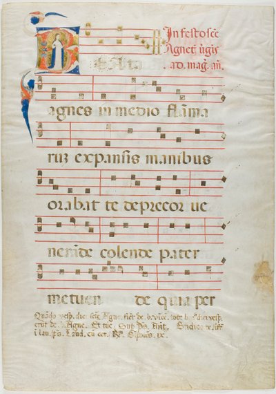 Sainte Agnès dans une initiale historiée "V" d