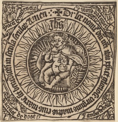 Divin Enfant avec le Globe dans un Cercle avec Quatre Anges - Netherlandish 15th Century
