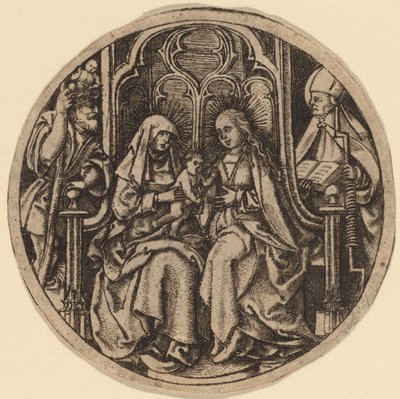 Madone et Enfant avec Saints Christophe et Érasme - Netherlandish 15th Century