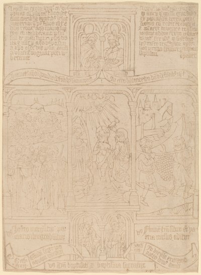 Le Baptême du Christ; Pharaon traversant la mer Rouge; Josué et Caleb - Netherlandish 15th Century