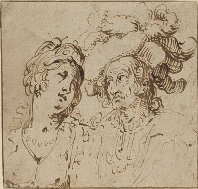 Cavalier avec une prostituée - Netherlandish 17th Century