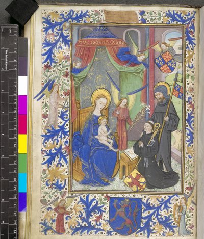 Add 17440 f.13v Vierge au Lys avec le patron Willem van Bossunt, du Missel de Gand - Netherlandish School
