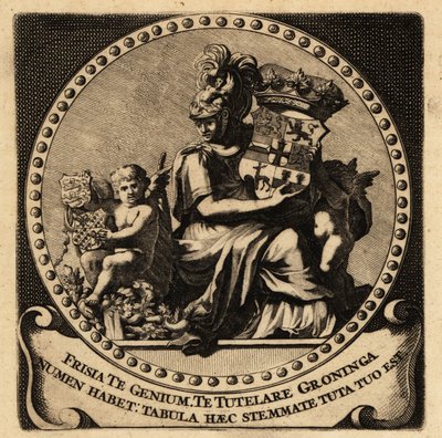 Figure allégorique de la Frise et de Groningue avec des armoiries - Netherlandish School