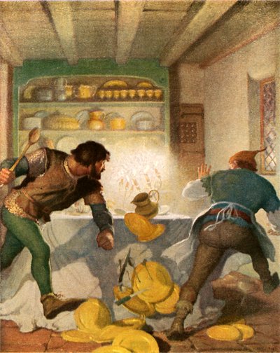 Petit Jean se bat avec le cuisinier dans la maison du shérif - Newell Convers Wyeth