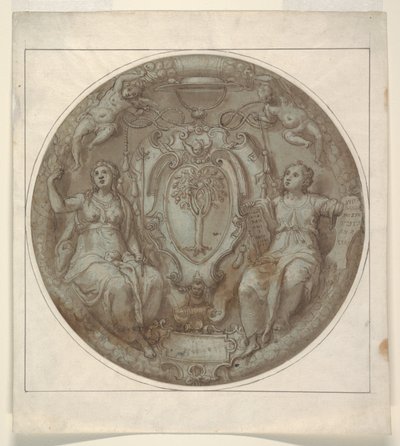 Conception pour un tondo avec les armes du cardinal Giulio della Rovere - Niccolò Martinelli, called il Trometta
