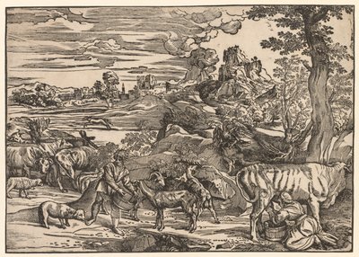 Paysage avec une laitière - Niccolo Boldrini