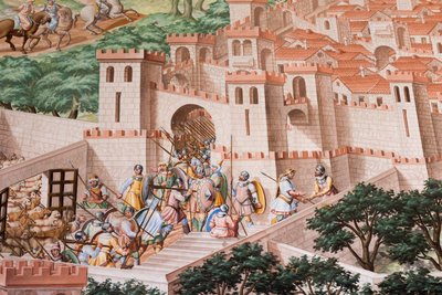 Détail de la fresque dans la Salle des Batailles de la Bataille de La Higueruela en 1431 - Niccolo Granello