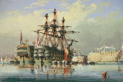 Navires en réserve à Devonport, vers 1850 - Nicholas Condy