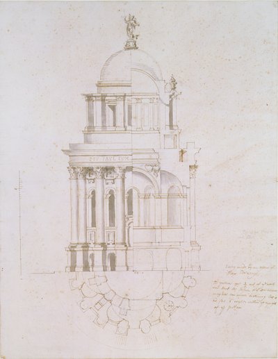 Élévation, coupe et plan d