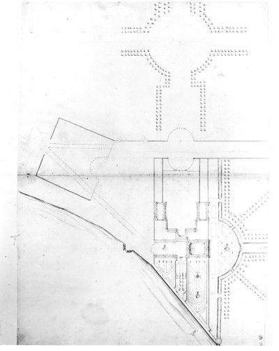 Plan du site du projet I, Hampton Court, 1689 - Nicholas Hawksmoor