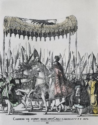 Hogenberg, Nicolas (1500-1539). Le Couronnement de Charles V à Bologne. Charles V (1500-1558). Empereur romain germanique (1519-1556) et roi d