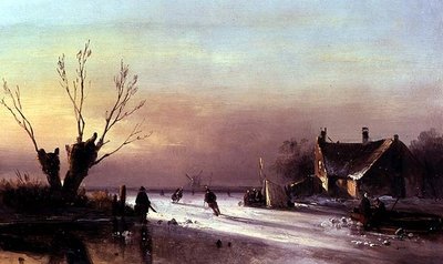 Scène de soirée sur glace - Nicholas Jan Roosenboom