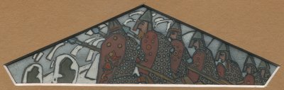 Esquisse pour la décoration triangulaire la plus à droite de la frise en majolique "Vie du Nord", 1905 - Nicholas Roerich