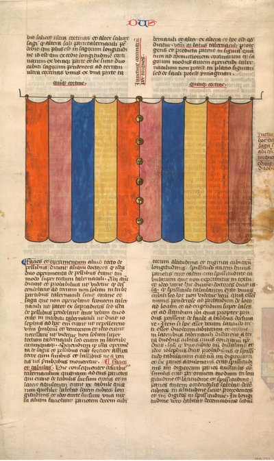 Rideau du Tabernacle, une des six feuilles illustrées de la Postilla Litteralis..., vers 1360-1 - Nicholas of Lyra