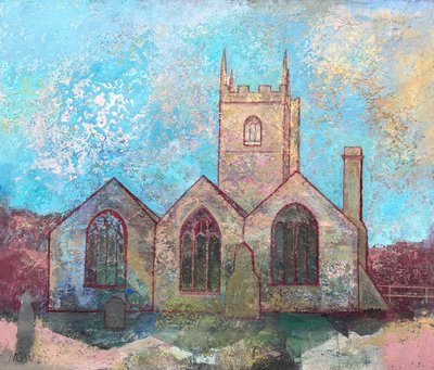 Église de St Uny, 2021-23 (huile sur carton) - Nick Williams