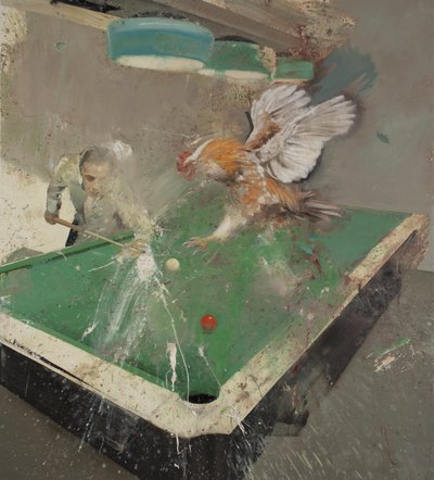 Billard avec un coq, 2021 - Nicola Pucci
