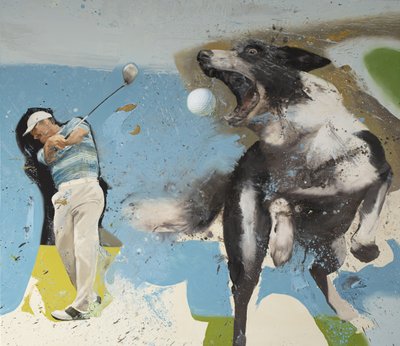 Golfeur avec chien, 2023 - Nicola Pucci