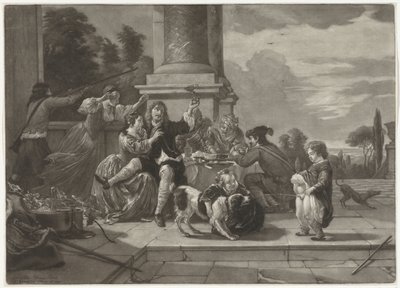 Compagnie joyeuse sur une terrasse - Nicolaas Verkolje