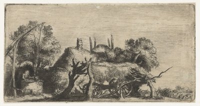 Paysage avec un puits et une charrette - Nicolaes Anthoni Flinck (attributed to)