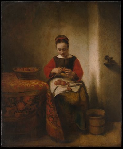 Jeune femme épluchant des pommes - Nicolaes Maes