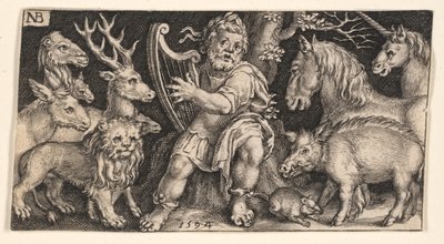 Orphée de la lutte contre les chimères et des scènes des fables d