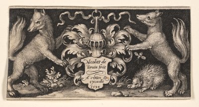 Plaque de titre avec deux renards, d