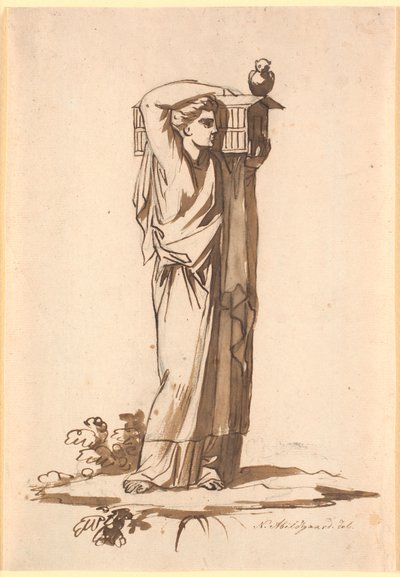 Une figure féminine portant une arche sur l